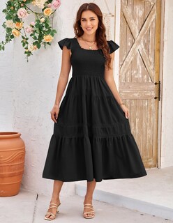 Foto 2 | Foto 2 | Vestido Grace Karin Boho Manga Corta Para Mujer Negro Talla L - Venta Internacional.