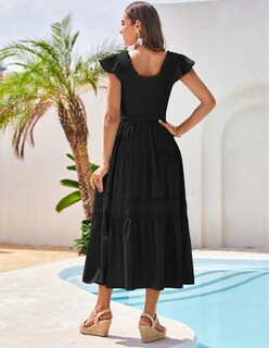 Foto 3 | Foto 3 | Vestido Grace Karin Boho Manga Corta Para Mujer Negro Talla L - Venta Internacional.