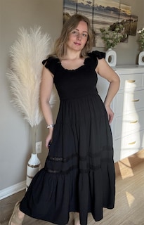 Foto 4 | Foto 4 | Vestido Grace Karin Boho Manga Corta Para Mujer Negro Talla L - Venta Internacional.