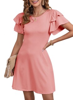 Foto 1 | Foto 1 | Vestido Dokotoo De Lino Para Mujer, A La Moda, Verano 2025, Color Rosa Albaricoque - Venta Internacional.