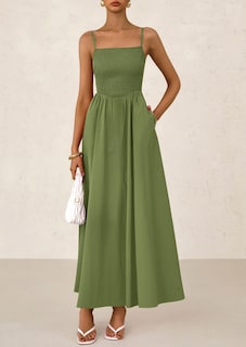 Foto 5 | Foto 5 | Vestido Largo Prettygarden Para Mujer, Fruncido, Verano 2025, Verde Militar - Venta Internacional.