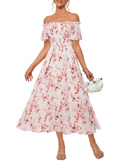 Foto 1 | Foto 1 | Vestido Largo Grace Karin Con Estampado Floral De Verano Y Hombros Descubiertos Y Bolsillos - Venta Internacional.