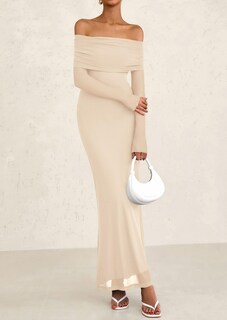 Foto 4 | Foto 4 | Vestido Largo Prettygarden De Malla Con Hombros Descubiertos Y Manga Larga Para Mujer - Venta Internacional.