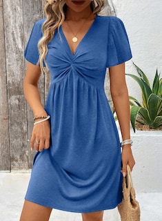 Foto 3 | Foto 3 | Vestido Acelit Fashion Trendy 2025 Con Cuello En V, Parte Delantera Torcida, Azul - Venta Internacional.