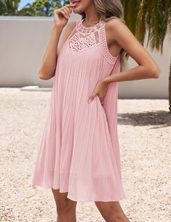 Foto 3 | Foto 3 | Vestido Zesica Halter Chiffon De Verano 2025 Para Mujer, Color Rosa - Venta Internacional.