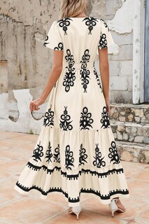 Foto 2 | Foto 2 | Vestido Largo Prettygarden De Verano Con Cuello En V Y Estampado Floral Bohemio Para Mujer - Venta Internacional.