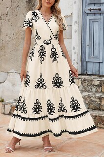 Foto 7 | Foto 7 | Vestido Largo Prettygarden De Verano Con Cuello En V Y Estampado Floral Bohemio Para Mujer - Venta Internacional.