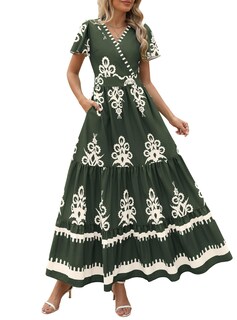 Foto 1 | Foto 1 | Vestido Largo Prettygarden Para Mujer, Verano 2025, Cuello En V, Estampado Floral - Venta Internacional.
