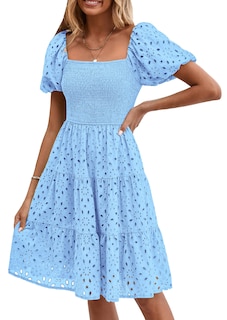 Foto 1 | Foto 1 | Vestido Prettygarden De Algodón Azul Con Hombros Descubiertos Para Mujer - Venta Internacional.