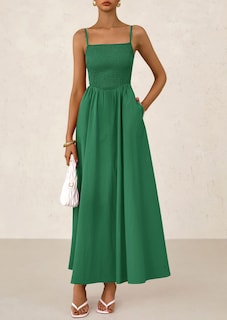 Foto 5 | Foto 5 | Vestido Largo Prettygarden Para Mujer, Estampado De Verano, Verde Oscuro - Venta Internacional.