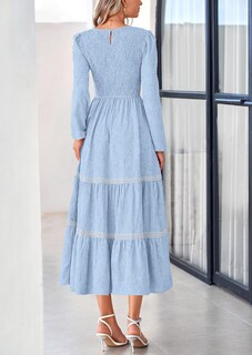 Foto 2 | Foto 2 | Vestido Midi Prettygarden De Manga Larga Con Estampado Floral Fruncido Para Mujer - Venta Internacional.
