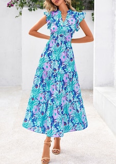 Foto 7 | Foto 7 | Vestido Midi Prettygarden Para Mujer Con Cuello En V Con Estampado Floral De Verano 2025 - Venta Internacional.