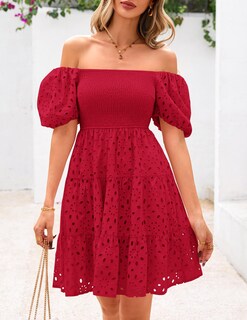 Foto 3 | Foto 3 | Vestido Prettygarden Para Mujer, De Verano, Con Hombros Descubiertos, Color Rojo, Xxl - Venta Internacional.