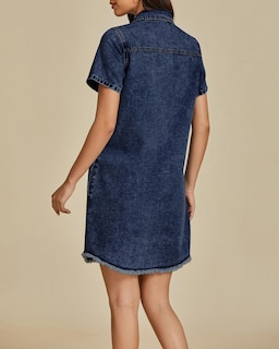 Foto 3 | Foto 3 | Vestido Vaquero Luvamia Azul Oscuro Hasta La Rodilla Para Mujer, Talla Xl - Venta Internacional.