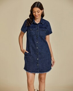 Foto 7 | Foto 7 | Vestido Vaquero Luvamia Azul Oscuro Hasta La Rodilla Para Mujer, Talla Xl - Venta Internacional.