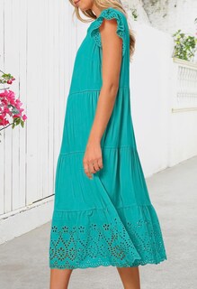 Foto 3 | Foto 3 | Vestido Merokeety Vestido Midi De Manga Corta De Verano 2025 Para Mujer - Venta Internacional.