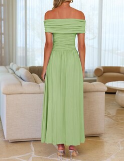 Foto 5 | Foto 5 | Vestido Largo Zesica Para Mujer, Con Hombros Descubiertos, Color Salvia, Tamaño Mediano - Venta Internacional.
