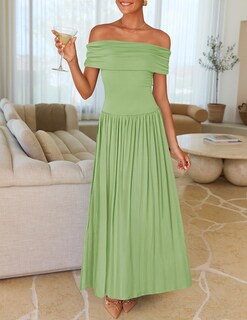Foto 7 | Foto 7 | Vestido Largo Zesica Para Mujer, Con Hombros Descubiertos, Color Salvia, Tamaño Mediano - Venta Internacional.