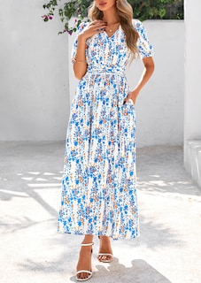 Foto 3 | Foto 3 | Vestido Largo Prettygarden Para Mujer Con Estampado Floral De Verano Y Cuello En V - Venta Internacional.