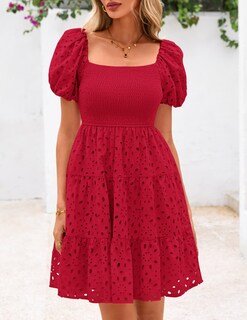 Foto 6 | Foto 6 | Vestido Prettygarden Para Mujer, De Verano, Con Hombros Descubiertos, Color Rojo, Talla Xl - Venta Internacional.