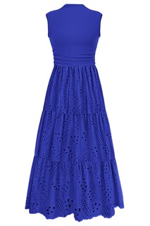 Foto 1 | Foto 1 | Vestido De Verano Prettygarden 2025, Camiseta Sin Mangas Con Ojales, Maxi Con Bolsillos - Venta Internacional.