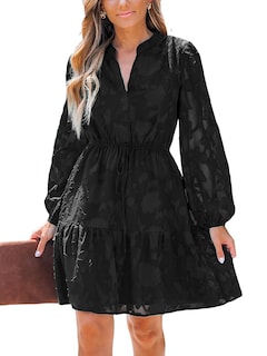 Foto 1 | Foto 1 | Vestido Cupshe Para Mujer, Encaje, Volantes, Minicuello En V, Manga Larga - Venta Internacional.