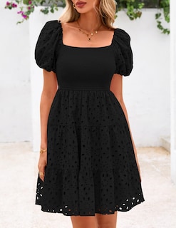 Foto 6 | Foto 6 | Vestido Prettygarden Para Mujer, De Verano, Con Ojales En Los Hombros Descubiertos, Negro - Venta Internacional.
