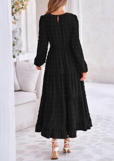 Foto 2 | Foto 2 | Vestido Largo Prettygarden Para Mujer, Elegante, Con Lunares Suizos, Negro - Venta Internacional.