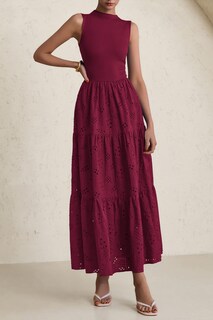 Foto 4 | Foto 4 | Vestido De Verano Prettygarden 2025, Camiseta Sin Mangas Con Ojales, Maxi Azufaifo Rojo - Venta Internacional.