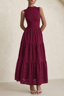 Foto 5 | Foto 5 | Vestido De Verano Prettygarden 2025, Camiseta Sin Mangas Con Ojales, Maxi Azufaifo Rojo - Venta Internacional.