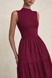 Foto 7 | Foto 7 | Vestido De Verano Prettygarden 2025, Camiseta Sin Mangas Con Ojales, Maxi Azufaifo Rojo - Venta Internacional.