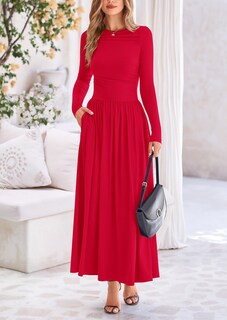 Foto 3 | Foto 3 | Vestido Largo Prettygarden Para Mujer, Primavera 2025, Rojo, Talla L - Venta Internacional.