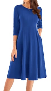 Foto 1 | Foto 1 | Vestido Midi Corte A Con Mangas 3/4 Y Bolsillos Grace Karin, Color Azul Real, Talla M - Venta Internacional.
