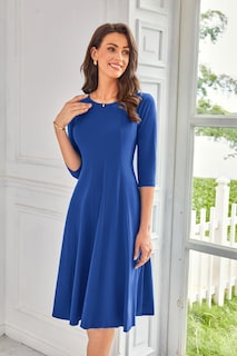 Foto 2 | Foto 2 | Vestido Midi Corte A Con Mangas 3/4 Y Bolsillos Grace Karin, Color Azul Real, Talla M - Venta Internacional.