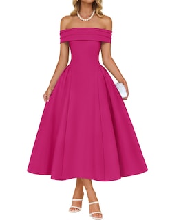Foto 1 | Foto 1 | Vestido De Cóctel Zesica Elegant Con Hombros Descubiertos A Line Rose Xl - Venta Internacional.