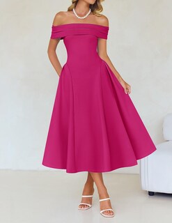 Foto 3 | Foto 3 | Vestido De Cóctel Zesica Elegant Con Hombros Descubiertos A Line Rose Xl - Venta Internacional.
