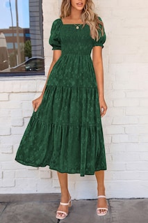 Foto 4 | Foto 4 | Vestido Midi Prettygarden Para Mujer, Verano 2025, Floral, Verde Oscuro - Venta Internacional.