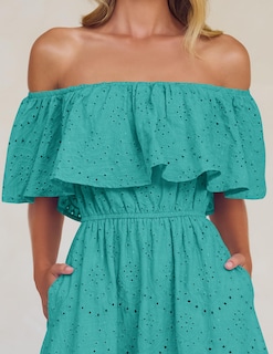 Foto 5 | Foto 5 | Vestido Zesica 2025 Para Verano, Con Hombros Descubiertos, Bordado Con Volantes, Color Aguamarina - Venta Internacional.