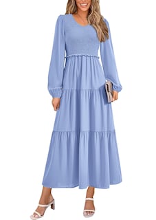 Foto 1 | Foto 1 | Vestido Midi Prettygarden Para Mujer Con Cuello En V Fruncido Y Manga Larga - Venta Internacional.