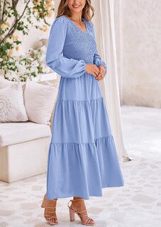 Foto 3 | Foto 3 | Vestido Midi Prettygarden Para Mujer Con Cuello En V Fruncido Y Manga Larga - Venta Internacional.