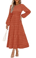 Vestido Largo Prettygarden Para Mujer Otoño-primavera Con Lunares Suizos - Venta Internacional.