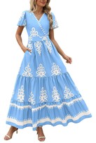 Vestido Largo Prettygarden Para Mujer, Verano 2025, Con Cuello En V, Estampado Floral - Venta Internacional.