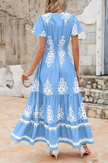 Foto 2 | Foto 2 | Vestido Largo Prettygarden Para Mujer, Verano 2025, Con Cuello En V, Estampado Floral - Venta Internacional.