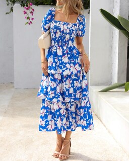Foto 2 | Foto 2 | Vestido Casual Btfbm Para Mujer Con Cuello Cuadrado Y Manga Abullonada - Venta Internacional.