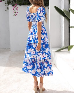 Foto 3 | Foto 3 | Vestido Casual Btfbm Para Mujer Con Cuello Cuadrado Y Manga Abullonada - Venta Internacional.