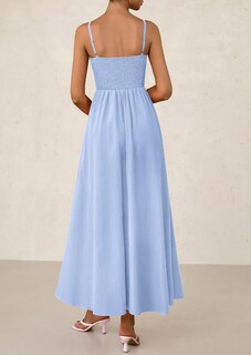 Foto 2 | Foto 2 | Vestido Largo Prettygarden Para Mujer, Fruncido, Verano 2025, Azul Claro - Venta Internacional.