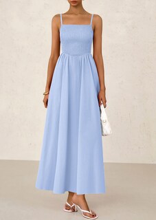 Foto 3 | Foto 3 | Vestido Largo Prettygarden Para Mujer, Fruncido, Verano 2025, Azul Claro - Venta Internacional.