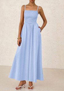 Foto 7 | Foto 7 | Vestido Largo Prettygarden Para Mujer, Fruncido, Verano 2025, Azul Claro - Venta Internacional.