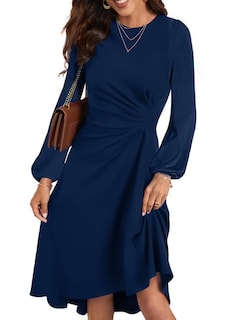 Foto 1 | Foto 1 | Vestido Midi Happy Sailed Date Night De Manga Larga Azul Marino - Venta Internacional.
