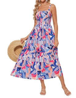 Foto 1 | Foto 1 | Vestido Grace Karin Floral Para Mujer 2025, Verano, Línea A, Azul Y Rosa - Venta Internacional.